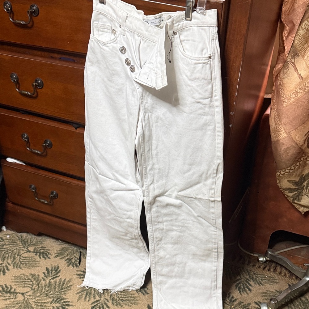 Zara White Wide Leg Pants size 32
